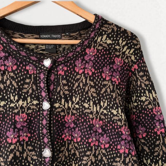 Vintage Whimsigoth Cardigan Sweater Grunge Romantic Folk Cottagecore Boho M - Picture 8 of 12